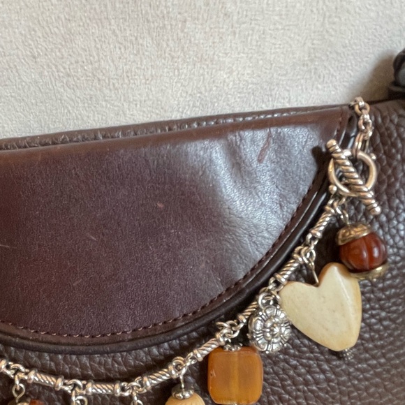 BRIGHTON Small Brown Pebbled Leather Bag with Detachable Charm Bracelet - Picture 8 of 16